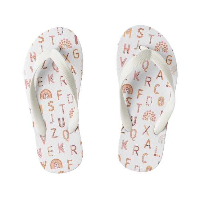 Fun Rainbow Alphabet Pattern Kid's Flip Flops (Footbed)