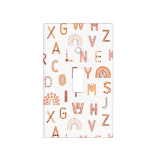 Fun Rainbow Alphabet Pattern Light Switch Cover