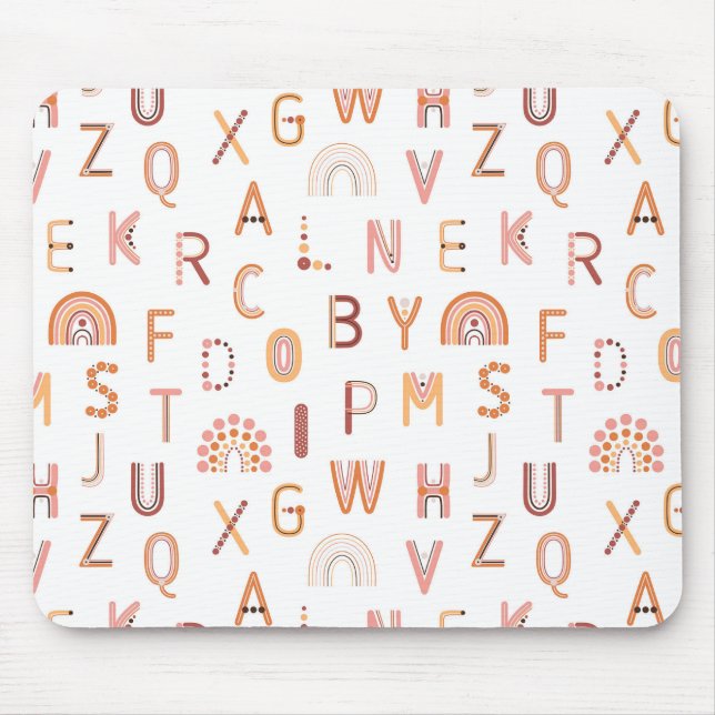 Fun Rainbow Alphabet Pattern Mouse Pad (Front)