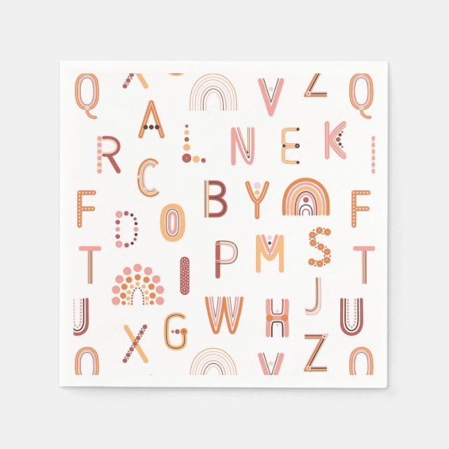 Fun Rainbow Alphabet Pattern Napkins (Front)