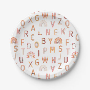 Fun Rainbow Alphabet Pattern Paper Plates