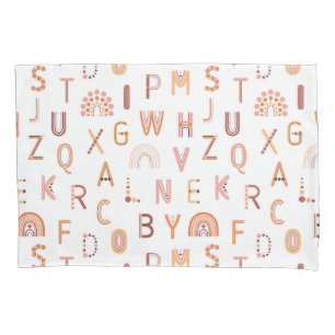 Fun Rainbow Alphabet Pattern Pillow Case