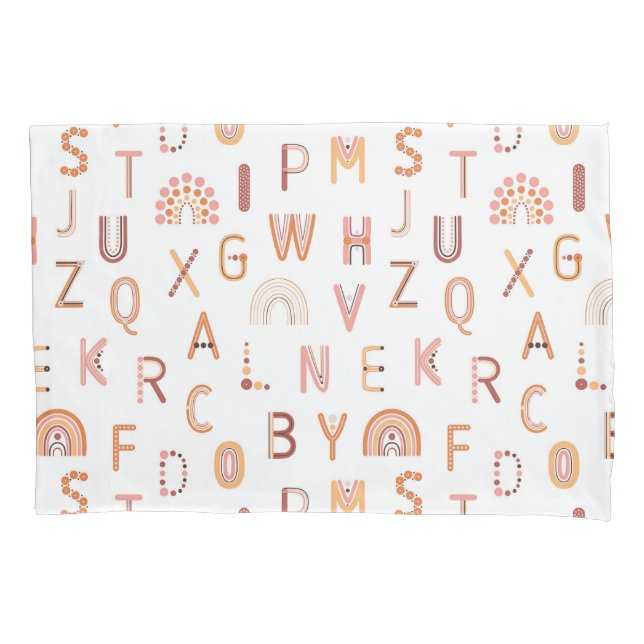 Fun Rainbow Alphabet Pattern Pillow Case (Front)