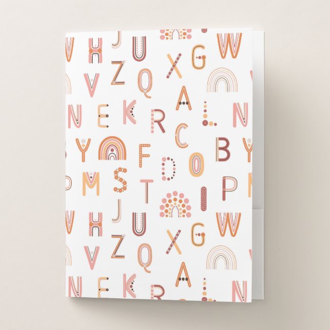 Fun Rainbow Alphabet Pattern Pocket Folder (Front)