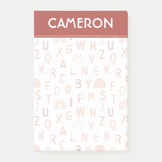 Fun Rainbow Alphabet Pattern Post-it Notes (Front)