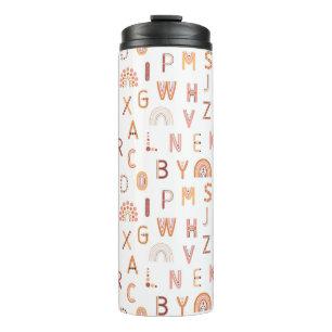 Fun Rainbow Alphabet Pattern Thermal Tumbler