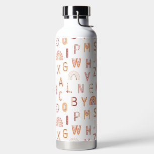 Fun Rainbow Alphabet Pattern Water Bottle
