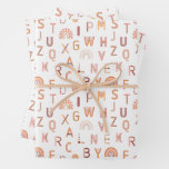Fun Rainbow Alphabet Pattern Wrapping Paper Sheets