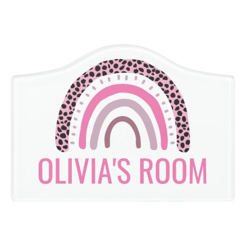 Fun Rainbow animal print Girls Room Sign pink