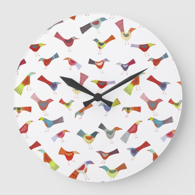 Fun Rainbow Bird Large Clock (Front)