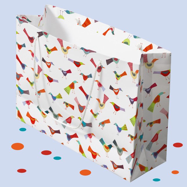 Fun Rainbow Bird Large Gift Bag (Rainbow bird pattern large gift bag)