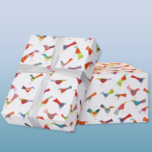 Fun Rainbow Bird Wrapping Paper