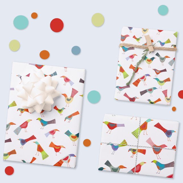 Fun Rainbow Bird Wrapping Paper Sheets (Rainbow bird wrapping paper)