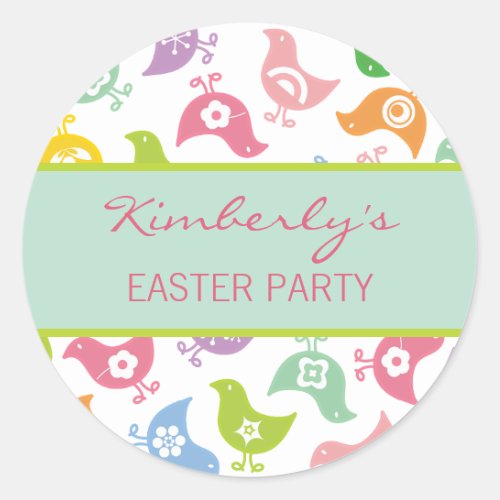 Fun Rainbow Chicks Easter Party Favor Sticker