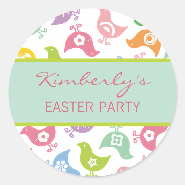 Fun Rainbow Chicks Easter Party Favor Sticker (Front)