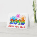 [ Thumbnail: Fun, Rainbow Colors 2019 + "Happy New Year!" Card ]