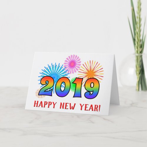 Fun Rainbow Colors 2019  HAPPY NEW YEAR Holiday Card