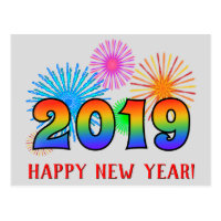 New Years Invitations Stationery Zazzle Fun Rainbow Colors 2019 Hy New Year Postcards