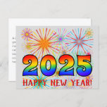 [ Thumbnail: Fun, Rainbow Colors 2025 + "Happy New Year!" Postcard ]