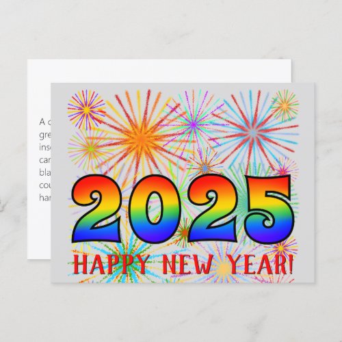 Fun Rainbow Colors 2025  HAPPY NEW YEAR Postcard