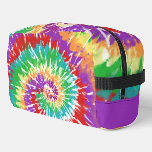 Fun Rainbow Colors Retro Tie Dye Toiletry Bag (Left Corner)