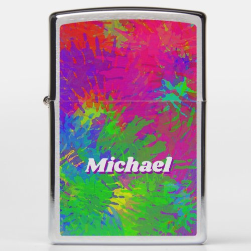 Fun Rainbow Colors Retro Tie Dye  Zippo Lighter