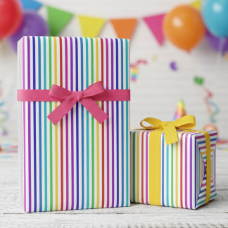 Fun Rainbow Colors Striped Wrapping Paper