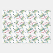 Fun Rainbow Crab and Stripes Watercolor Wrapping Paper Sheets (Front)
