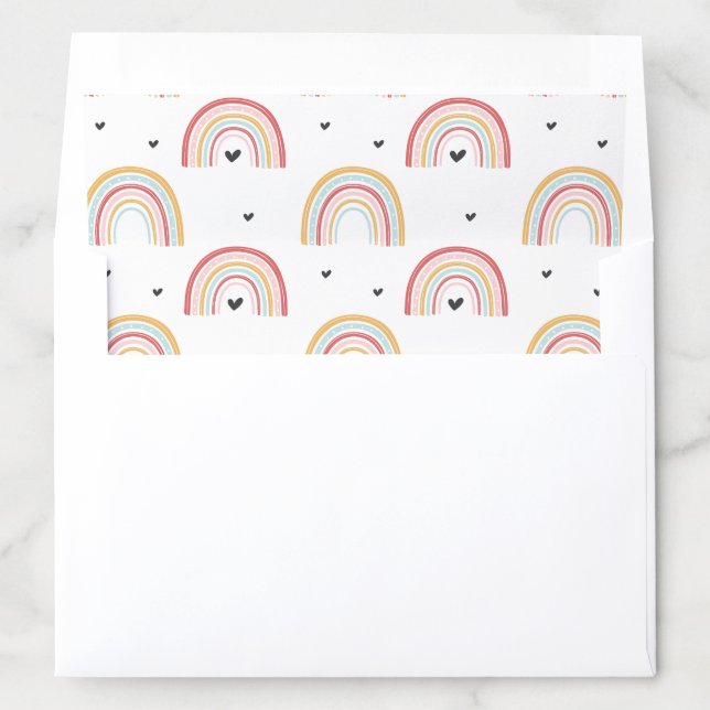 fun rainbow envelope liner birthday invite (In Envelope)