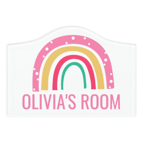 Fun Rainbow Girls Room Sign pink