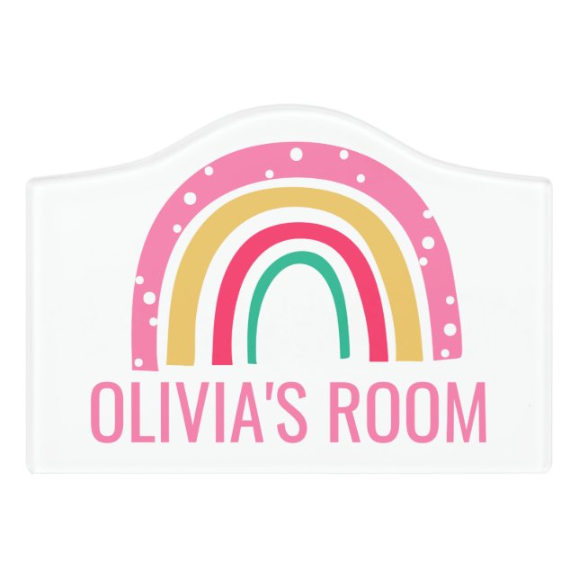 Fun Rainbow Girls Room Sign pink (Small Crest Front)