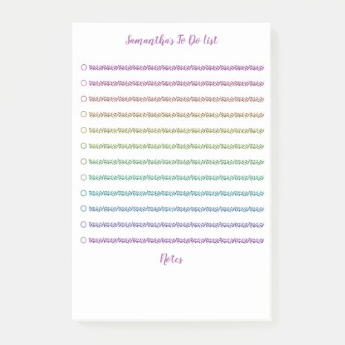 Fun Rainbow Glitter Lined To Do List Personalized  Post_it Notes