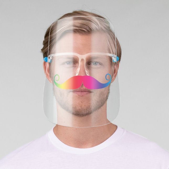 Fun Rainbow Handlebar mustache Face Shield (Insitu)