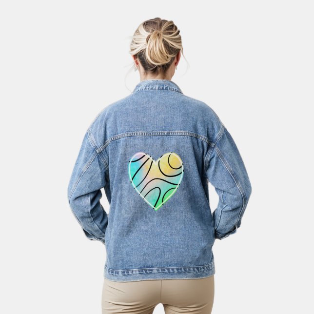 Fun Rainbow Heart Women's  Denim Jacket (Model)