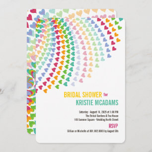 Fun Rainbow Hearts Sprinkles Bridal Shower Invite