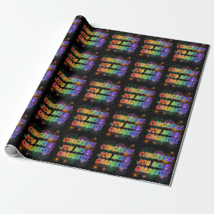 Fun Rainbow Look "CONGRATS! YOU ARE A GRADUATE!" Wrapping Paper
