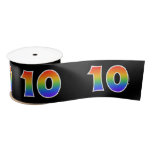 [ Thumbnail: Fun, Rainbow Pattern "10" Event Number (Black) Ribbon ]