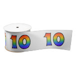 [ Thumbnail: Fun, Rainbow Pattern "10" Event Number (Grey) Ribbon ]