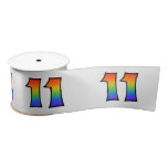 [ Thumbnail: Fun, Rainbow Pattern "11" Event Number (Grey) Ribbon ]