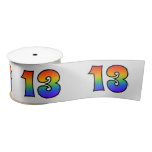 [ Thumbnail: Fun, Rainbow Pattern "13" Event Number (Grey) Ribbon ]