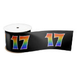 [ Thumbnail: Fun, Rainbow Pattern "17" Event Number (Black) Ribbon ]