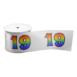 [ Thumbnail: Fun, Rainbow Pattern "19" Event Number (Grey) Ribbon ]