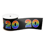 [ Thumbnail: Fun, Rainbow Pattern "20" Event Number (Black) Ribbon ]