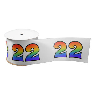 Fun, Rainbow Pattern "22" Event Number (Grey) Satin Ribbon