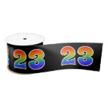 [ Thumbnail: Fun, Rainbow Pattern "23" Event Number (Black) Ribbon ]