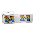 [ Thumbnail: Fun, Rainbow Pattern "24" Event Number (Grey) Ribbon ]