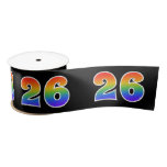 [ Thumbnail: Fun, Rainbow Pattern "26" Event Number (Black) Ribbon ]