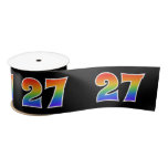 [ Thumbnail: Fun, Rainbow Pattern "27" Event Number (Black) Ribbon ]