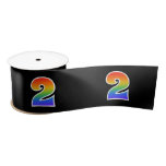 [ Thumbnail: Fun, Rainbow Pattern "2" Event Number (Black) Ribbon ]