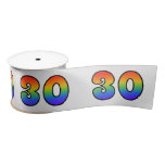 [ Thumbnail: Fun, Rainbow Pattern "30" Event Number (Grey) Ribbon ]